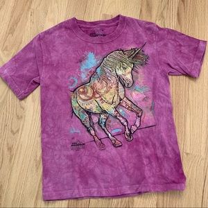 The Mountain unicorn tee multicolor print tie dye size youth medium pink
